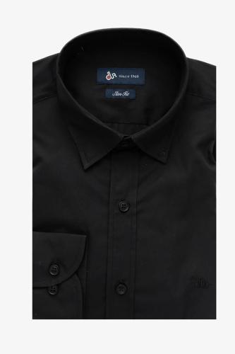 Dur ανδρικό πουκάμισο button down με κρυφό κουμπί Slim Fit - 11020767 Μαύρο